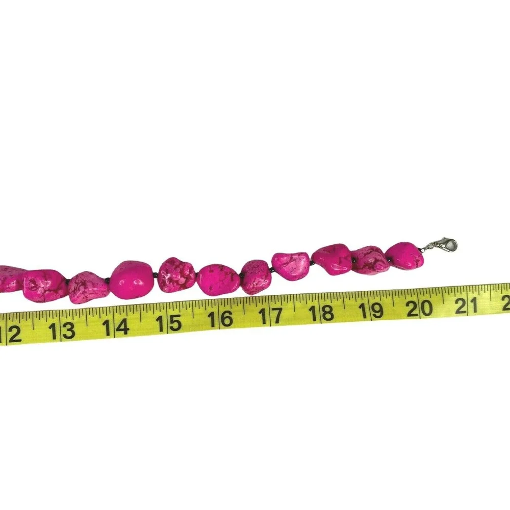 Silver Tone Pink Faux Stone‎ Necklace Earrings Set